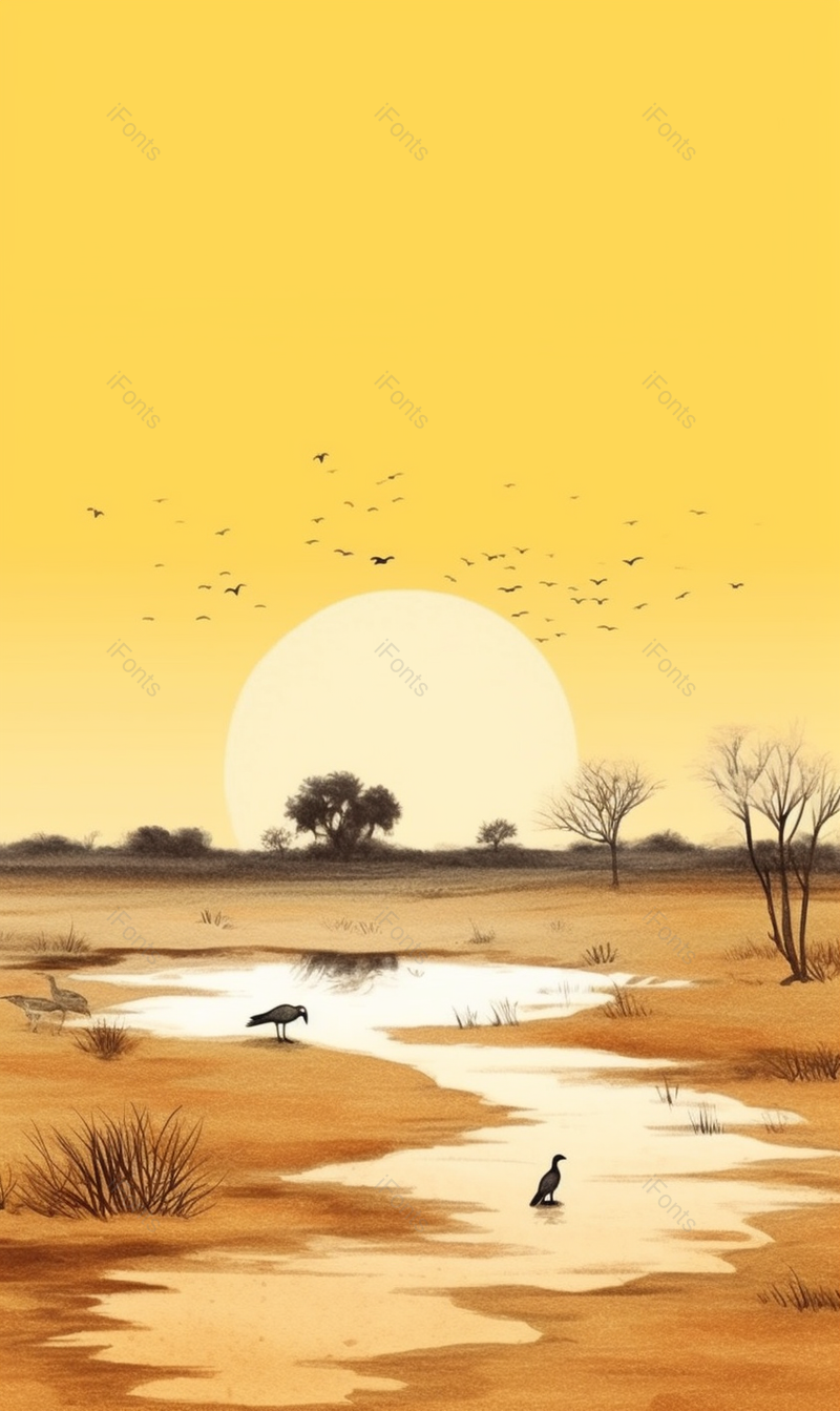 稻田溪流乡间的田野插画,插画/手绘图,插画/手绘图库,插画/手绘图下载,插画/手绘